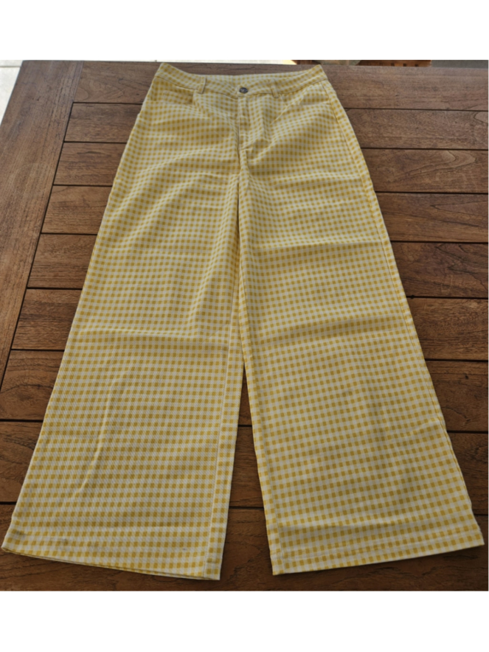 Entro Yellow Gingham Wide Leg Pants High Waisted Size S
